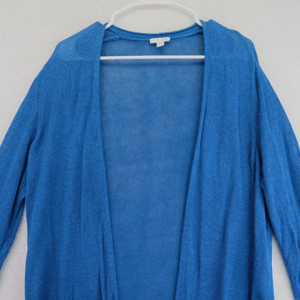 J Jill Cardigan Sweater Womens Large Open Front Linen Blend Lightweight Layer‎
